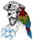 Vector illustration of a bearded pirate